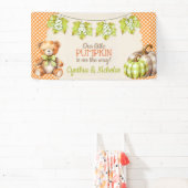 秋のプレイドテディベアパンプキン葉 横断幕 (インサイチュ)