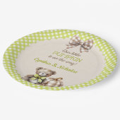 秋のプレイドテディベアパンプキン ペーパープレート (アングル)