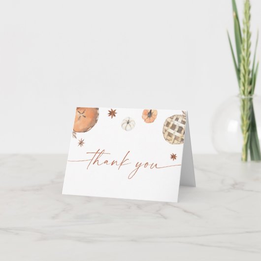 秋のベイビーシャワーの感謝カード、リトルキューティーピー サンキューカード (正面)
