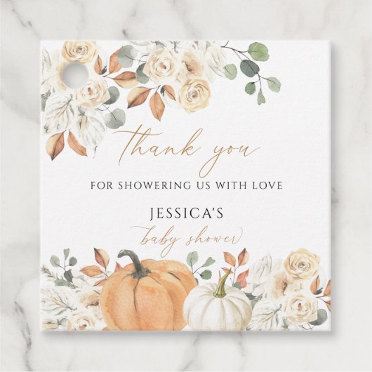 秋のベイビーシャワースクエアお礼タグ 感謝タグ フェイバータグ (正面)