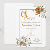 秋のベイビーシャワー招待状 ニュートラルな秋の色 招待状 (正面/裏面)