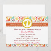 秋のベイビーシャワー招待状 秋の葉 招待状 (正面/裏面)