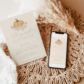 秋のベイビーシャワー 女の子 ピンクの小さなかぼちゃ 招待状