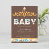 秋のベビーの秋のオートクチュールのベビーシャワーの招待状 招待状 (スタンド正面)