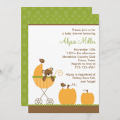 秋のベビーカーおしゃれなベビーシャワー招待状 招待状 (正面/裏面)