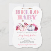 秋のベビーガールのためのカボチャ赤ちゃんシャワーパーティー 招待状 (正面)