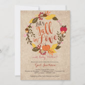 秋のベビーシャワーの招待状-ピンクは"恋に落ちます" 招待状 (正面)