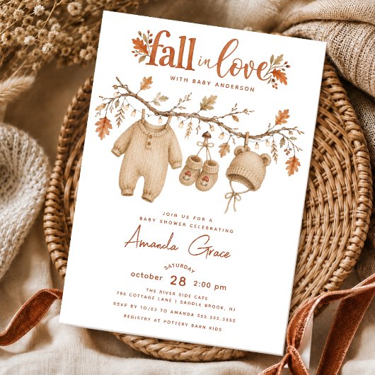 秋のベビーシャワーの招待状 Fall in Love 招待状