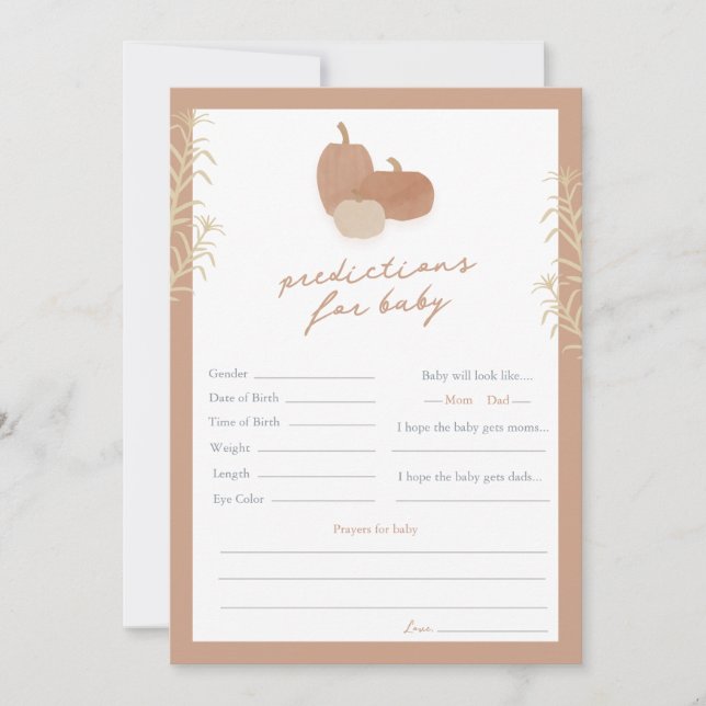 秋のベビーシャワーゲームの予測 (正面)