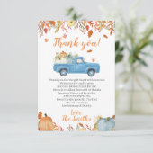 秋のベビーシャワーサンキューカードfor Boy Truck サンキューカード (スタンド正面)