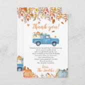 秋のベビーシャワーサンキューカードfor Boy Truck サンキューカード (正面/裏面)