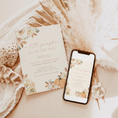 秋のベビーシャワー 女の子 ピンクの小さなかぼちゃ 招待状