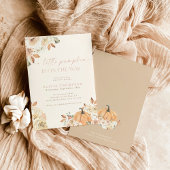 秋のベビーシャワー 女の子 ピンクの小さなかぼちゃ 招待状