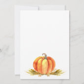 秋のベビーシャワー、小さいカボチャベビーシャワー 招待状 (裏面)