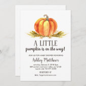 秋のベビーシャワー、小さいカボチャベビーシャワー 招待状 (正面/裏面)