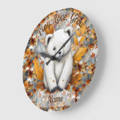 秋のベビーベア ラージ壁時計 (傾斜)