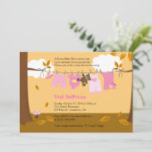 秋のベビー物干しピンクガール5x7赤ちゃんシャワー 招待状 (スタンド正面)