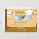 秋のベビー物干しブルーボーイ5x7ベビーシャワー 招待状 (正面)