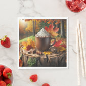 秋のホットチョコレートオンツリースタンプ スタンダードランチョンナプキン (インサイチュ)