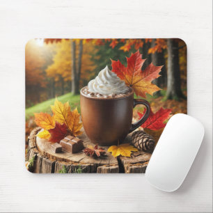秋のホットチョコレートオンツリースタンプ マウスパッド