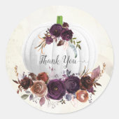 秋のホワイトカボチャありがとう ラウンドシール (正面)