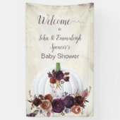 秋のホワイトカボチャ歓迎サイン垂直 横断幕 (縦)