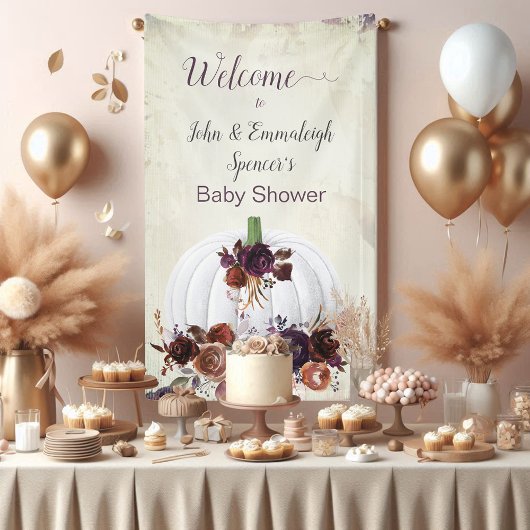 秋のホワイトカボチャ歓迎サイン垂直 横断幕