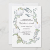 秋のホワイトカボチャ緑のリハーサルディナー 招待状 (正面)