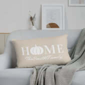 秋のホワイトパンプキンファミリーネームベージュ ランバークッション