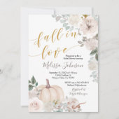 秋のホワイトパンプキン秋の招待 招待状 (正面)