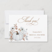 秋のホワイトパンプキン ブライダルシャワー サンキューカード (正面)