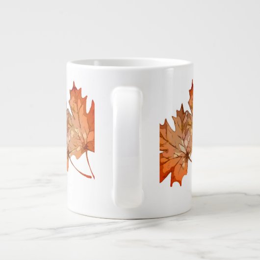 秋のホームデ葉コーヒーにカエデの落下 ジャンボコーヒーマグカップ (裏面)