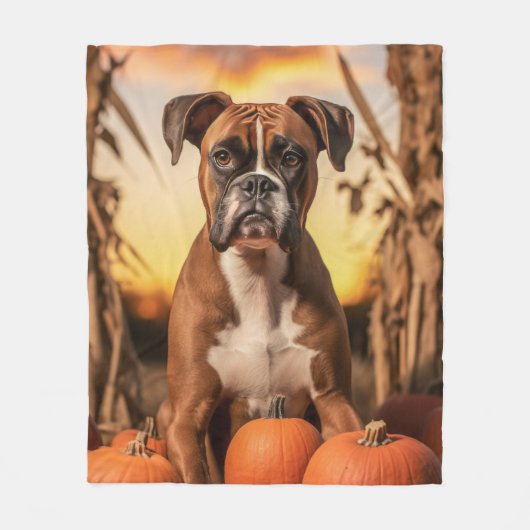 秋のボクサー フリースブランケット (正面)