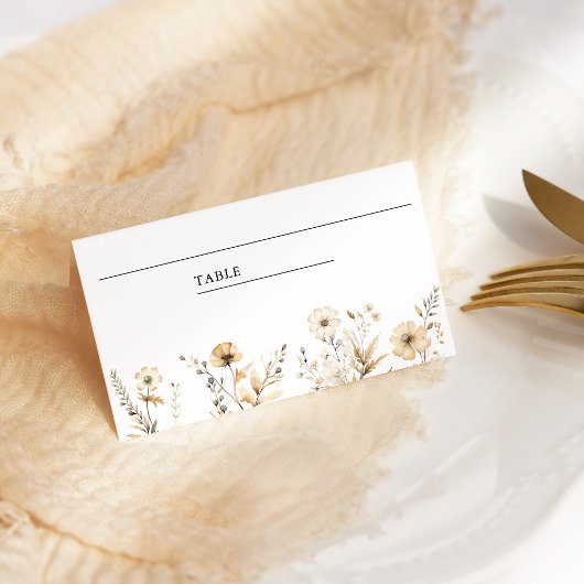 秋のボヘミアンな野生の花の結婚式 プレイスカード
