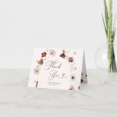 秋のボヘミアンスタイルのウェディングシャワーのための花のアーチ サンキューカード (正面)