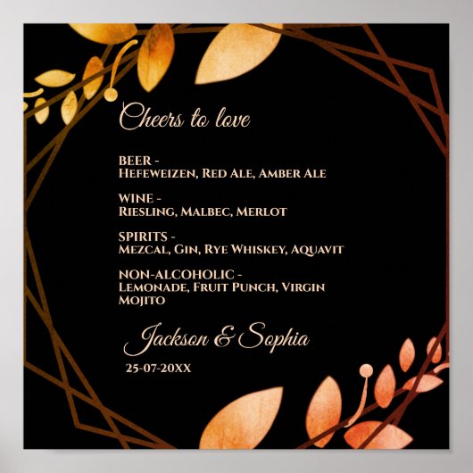 秋のボヘミアンモダンシンプルボタニカルエレガント ポスター (正面)