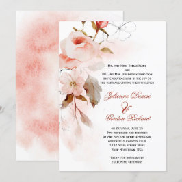 秋のボヘミアンレッドマーズラ ブルガディ フラッシュ フラワーズ ウェディング 招待状