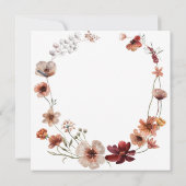 秋のボヘミアンワイルドフラワーがやってくる ベビーシャワー 招待状 (裏面)