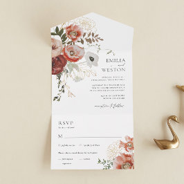 秋のボヘミアン秋オールインワン結婚式招待状 オールインワン招待状