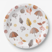 秋のボホアートボヘミアンパターン子供の誕生日 ペーパープレート (正面)