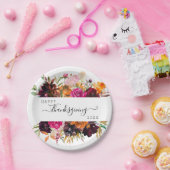 秋のボホウォーターカラーフローラ感謝祭 ペーパープレート (パーティー)