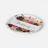 秋のボホウォーターカラーフローラ感謝祭 ペーパープレート (アングル)