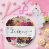 秋のボホウォーターカラーフローラ感謝祭 ペーパープレート (パーティー)