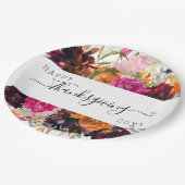 秋のボホウォーターカラーフローラ感謝祭 ペーパープレート (アングル)