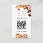 秋のボホスタイルQRコード結婚式詳細 エンクロージャーカード (正面)