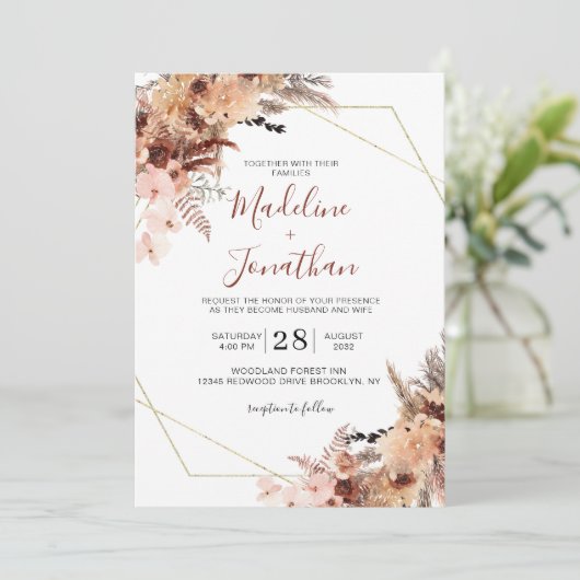 秋のボホテラコッタフローラジオメ結婚トリ 招待状 (スタンド正面)