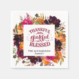 秋のボホパーソナライズされたフローラ感謝祭 スタンダードカクテルナプキン