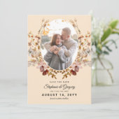 秋のボホワイルドフラワー写真結婚式の日付を保存 セーブザデート (スタンド正面)