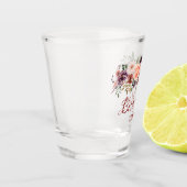 秋のボホ素朴ウォーターカラーフラワーズ花婿介添人 ショットグラス (左)