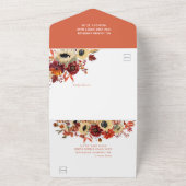 秋のボホ花模様ひまわり結婚の オールインワン招待状 (外側)